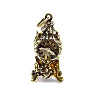 Vintage 800 Silver with Gold Wash British Ornate Mantel Clock Traditional Charm Pendant