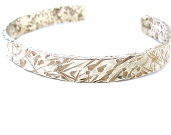 Vintage Sterling Silver Textured Cuff Bracelet: Modernist Design