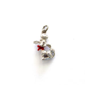 Vintage Sterling Silver + Red Enamel Standard Poodle Dog 3-D Charm, Animal Lover