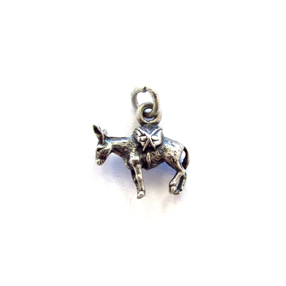Vintage Sterling Silver Pack Donkey Travel Charm,… - image 1
