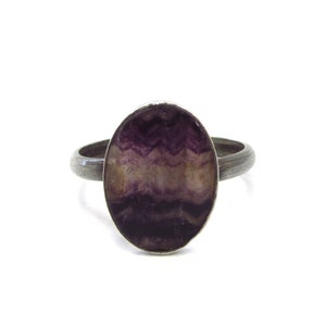 Antique Silver Plate Amethyst Slice Cabochon Bezel Set Ring, size 6 1/2