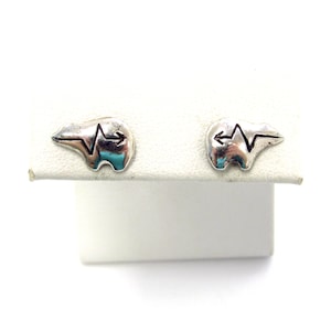 ピアス Mini Navajo Bear Stud Earrings #7264 Sterling Silver Bear Earrings • Navajo Inspired Design