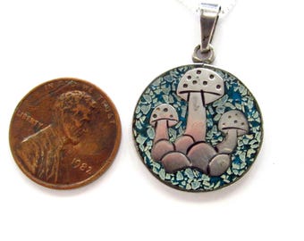 Pendentif Ancien Champignon En Argent Massif 925 - Bijou Vintage - Occasion