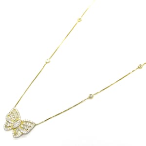 Vintage Vermeil Sterling Silber Multi-Stone CZ Schmetterling Anhänger an 18-20 &quot;