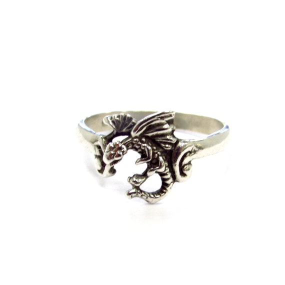 Sterling Silver Fire Breathing Dragon Medieval Fa… - image 7