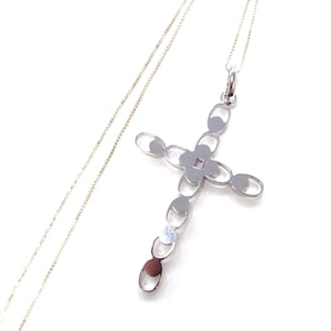 Sterling Silver Huge Gothic Cross with Blackened Details on 18&quot; Chain