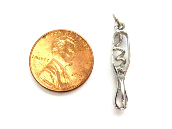 Vintage Sterling Silver Corkscrew Pendant Charm w… - image 4