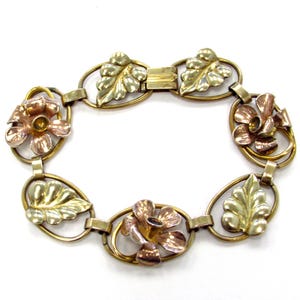 Vintage Vermeil Sterling Silver Narcissus Flower Bracelet, 7&quot;