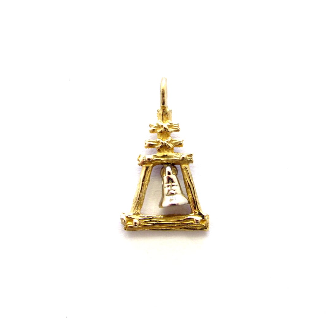 Vintage 14k Two-tone Gold Norse Church Bell With Rune Charm - Etsy