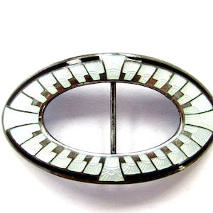 Antique Art Deco Sterling Silver Piano Keys Oval Hair Stick Barrette