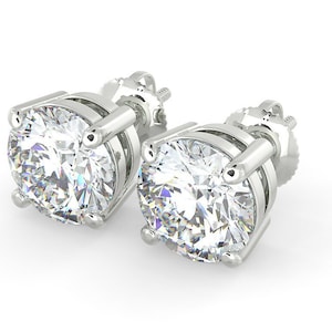 Lab Grown Diamond Stud Earrings White Yellow Gold 1 carat 0.50ct 0.75ct 2ct 3ct 4ct 5ct IGI VS 14k Screw Backs Women Men Anniversary Gift