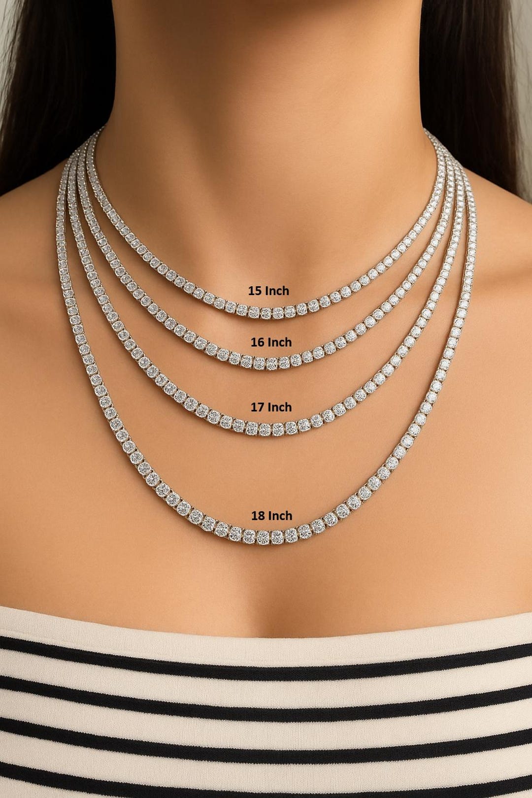 Lab Grown Diamond Tennis Necklace 6, 7, 8, 9, 10, 15, 20, 25, 30