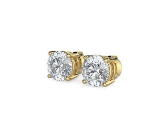 Natural Diamond Stud Earrings 14k White Yellow Gold with Screw backs. Martini and 4prong solitaire setting. Valentine's day Anniversary Gift