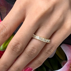 Natural Radiant Shaped Diamonds Eternity Band in 18K Yellow gold. over 3 carats, Light Yellow Color, VS Clarity. Stackable Ring/Band.