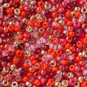 Red and Gold Seed Beads Mix – Glass Beads for Jewelry Making, DIY Crafts, Beading Supplies
