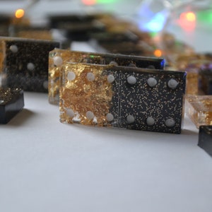 Personalized Domino set, resin Domino set, gold Domino set