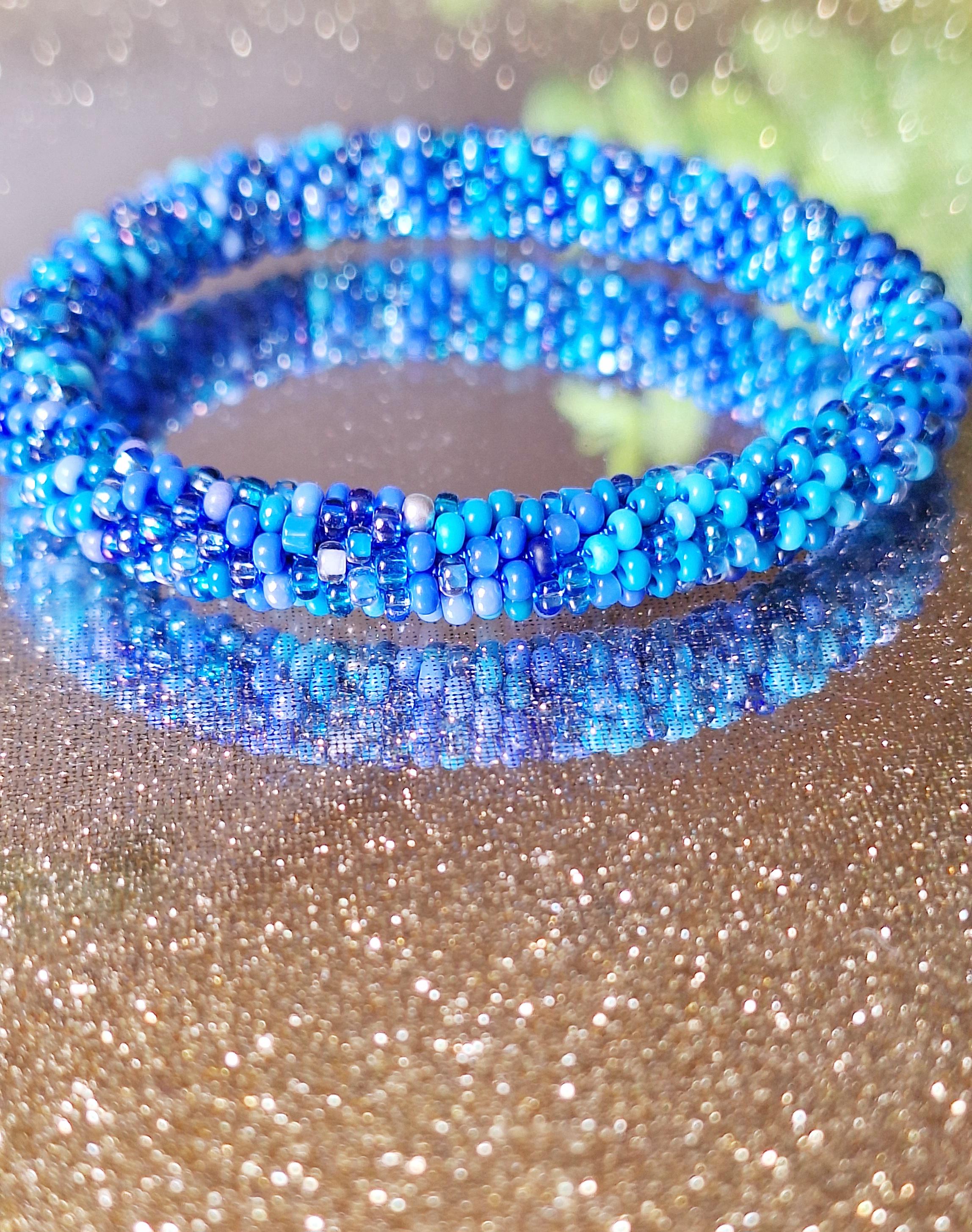 Bracelet Ajustable En Perles Tissées Bleu - Nœud Coulissant, Style Bohème - Neuf Avec étiquette