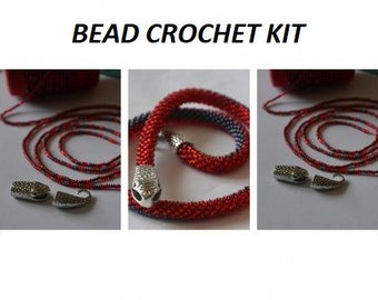 Bead crochet kit, snake jewelry making kit, ouroboros bracelet kit, beading pattern and tutorial