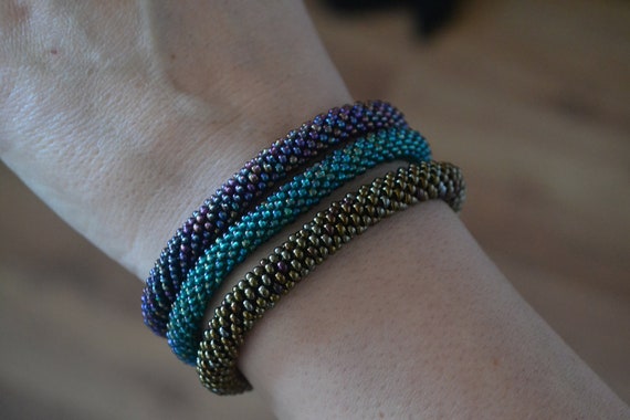 Nepal Bead Bracelet, Nepal Crochet Bangle