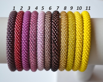 Bracelet Népal taille personnalisée, jonc de perles au crochet, bracelet d'amitié