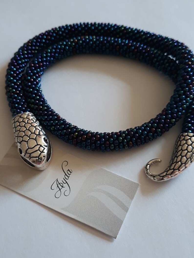 Shiny snake head clasp bracelet blue snake serpent bracelet Etsy