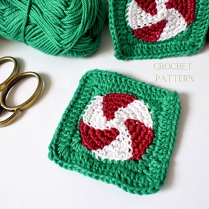 Christmas Granny Square Crochet Pattern, Christmas Candy Granny Square Crochet Pattern, Granny Square Pattern, Christmas Granny Square