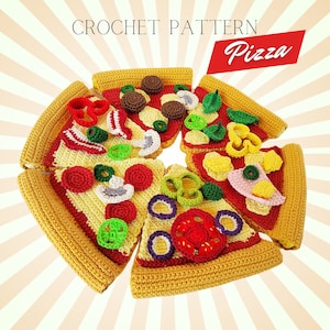 Crochet pattern pizza,Crochet pattern food,Crochet pizza pattern,Interactive food pattern,Pizza crochet pattern,Pizza pattern,Amigurumi Food