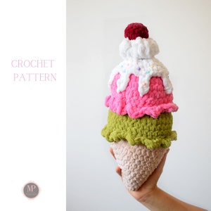 Amigurumi Ice Cream Cone, Ice Cream Crochet Pattern, Crochet Pattern Food Amigurumi, Crochet Pattern Plushie