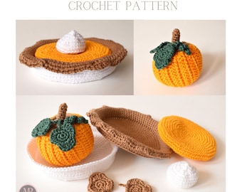 Crochet Pumpkin Pie Pattern, Crochet Pumpkin Pattern, Crochet Food Pattern, Crochet Pumpkin Decor, Crochet Fall Pattern. Market Petite