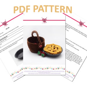 Puede incluir: Un patr&oacute;n de crochet para una tarta y una cesta. El patr&oacute;n incluye instrucciones para hacer una caja de tarta, una corteza de tarta y una cesta. El patr&oacute;n est&aacute; escrito en ingl&eacute;s e incluye fotos de los productos terminados.