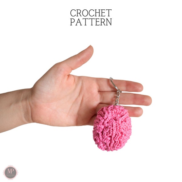 Brain Keychain Crochet Pattern, Creepy Keychain, Brain Crochet Pattern, Halloween Crochet Pattern, Spooky Crochet Pattern, Brain Crochet