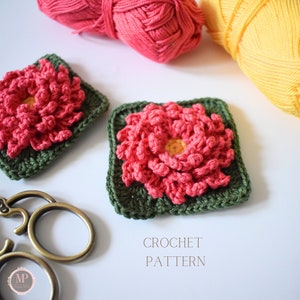 Granny Square Flower Pattern, Crochet pattern Dahlia, Granny Square Flower, Dahlia Granny Square,Flower Granny Square,Flower Crochet Pattern