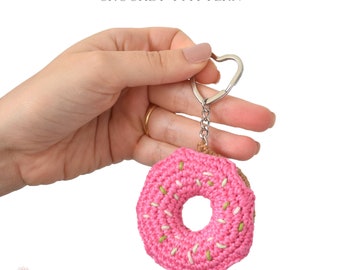 Crochet Donut Keychain, Donut Crochet Pattern, Donut Keychain, Keychain Crochet Pattern, Crochet Food Pattern, Cute Donut Keychain