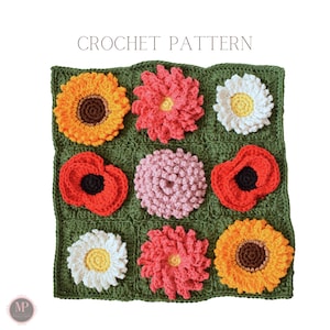 Granny Square Pattern, Crochet Flowers Pattern, Crochet Bundle, Granny Square Flowers, Granny Square Blanket, Crochet Bag Pattern