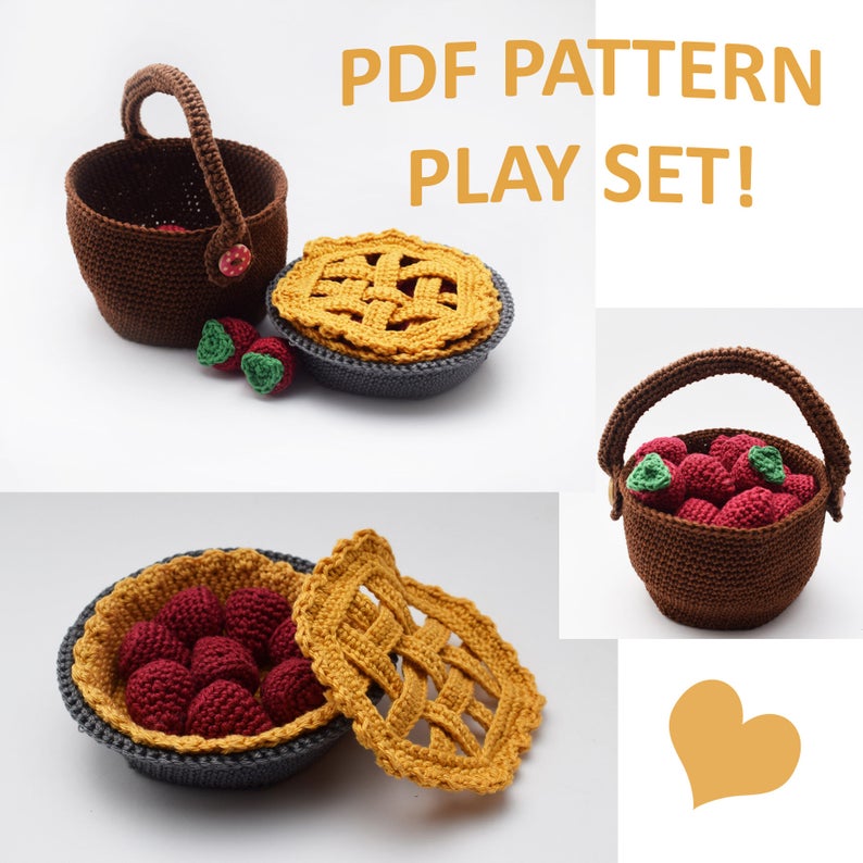 Play Set for Kids Crochet Food Patterns Crochet Play Food Etsy