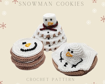 Patrón de crochet para galletas de muñeco de nieve: Comida de juguete navideña (patrón PDF)