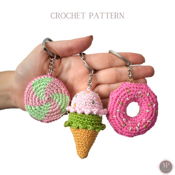 Crochet ice cream keychain best sale