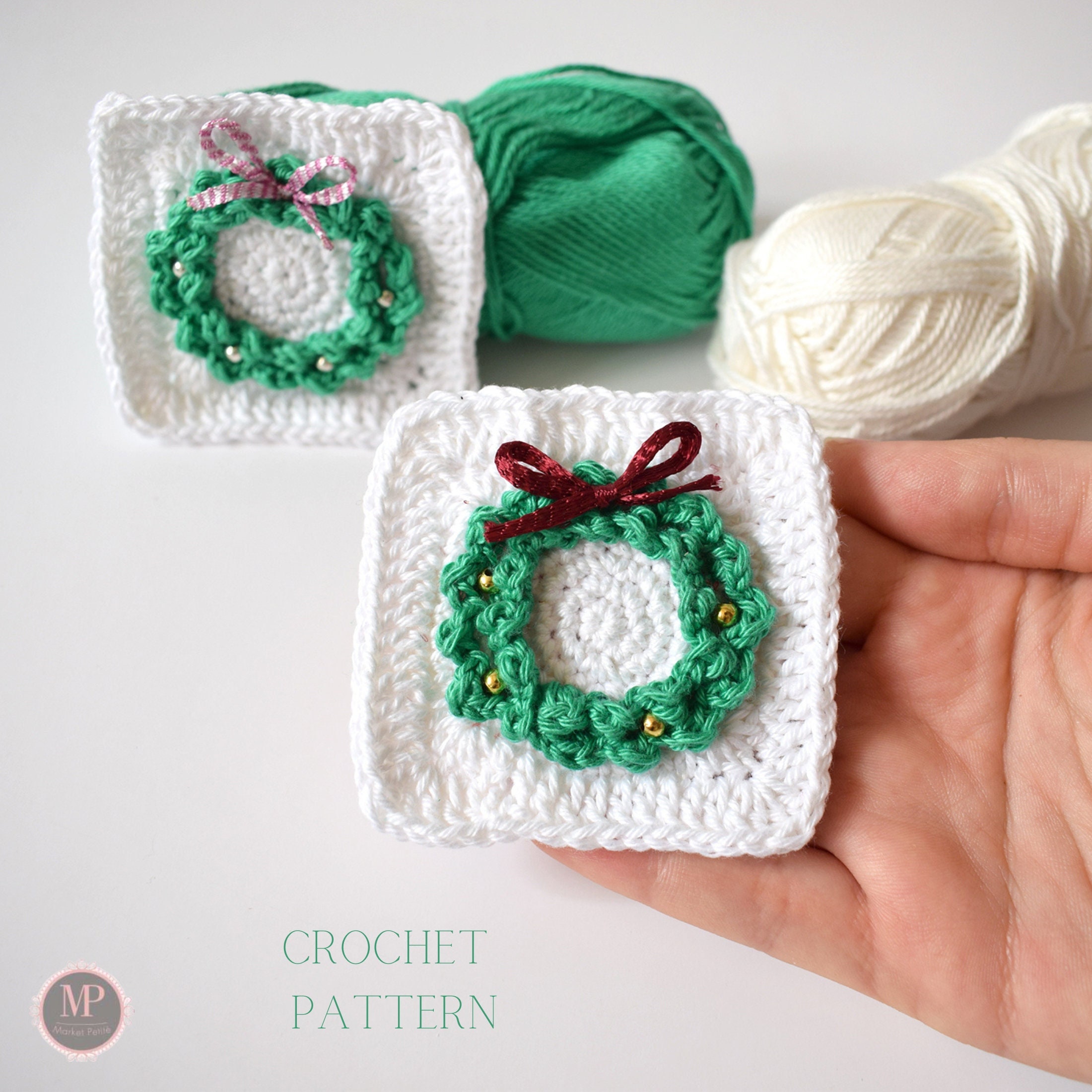 Christmas Wreath Crochet Pattern, Granny Square Christmas Wreath, Granny Square Crochet Pattern, Granny Square Christmas blanket/stocking