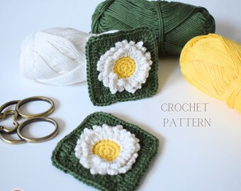 Daisy Granny Square Crochet Pattern (PDF Download)
