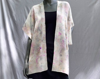 Crepe De Chine Jacket, Hand-dyed, Plant-dyed with Aronia Berries and Asters, No synthetic dyes or heavy metal mordants used