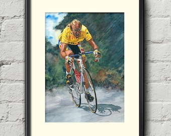 Laurent Fignon  - Tour de France 1989 - Super U - Raleigh - Cycling Print