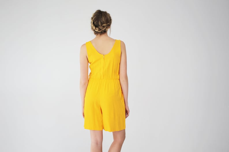 Music Festival Yellow Vintage Romper Summer Jumpsuit 90s Tall