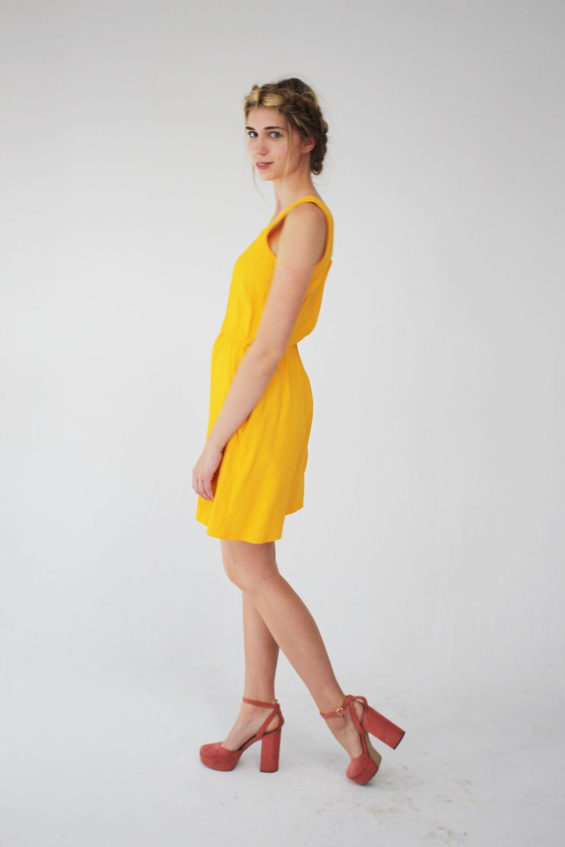 Music Festival Yellow Vintage Romper Summer Jumpsuit 90s Tall