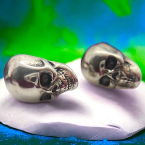 925 Sterling silver skull earrings, skull stud earrings, 8mm by 5mm