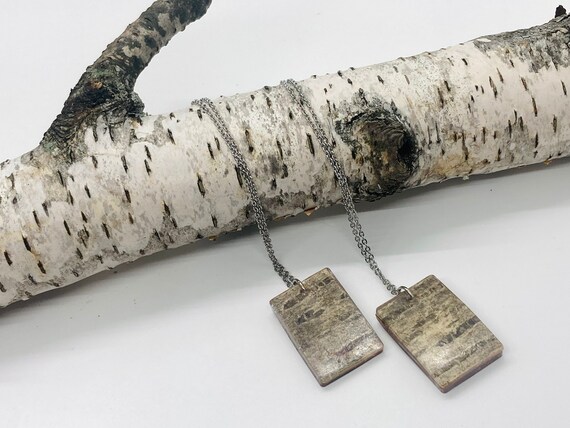 Birch Tree Necklace Birch Bark Necklace White Birch Bark Tree