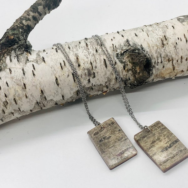 Birch tree necklace, birch bark necklace, white birch bark, tree necklace, resin necklace, earthy jewelry, boho jewelry, nature jewelry