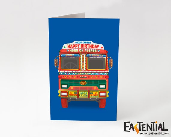Camion Colore Indien Carte De Salutations De Joyeux Etsy