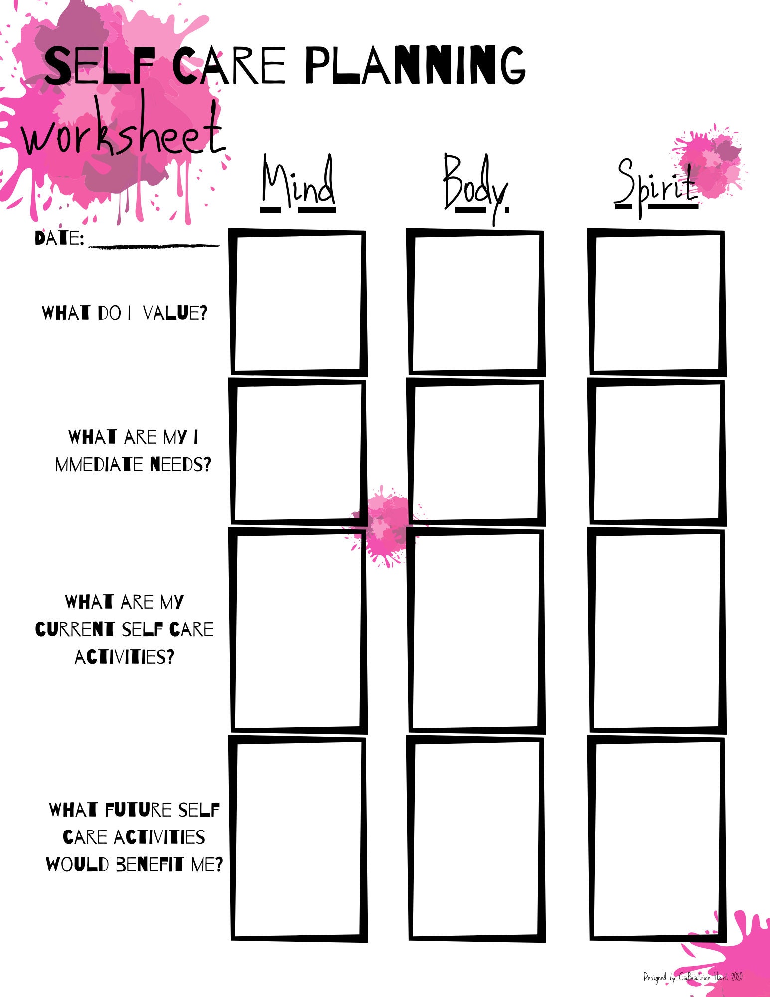 Self-care Planning Worksheet - Instant Download, Printable Self Care ...