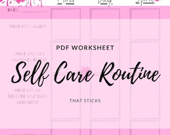 Self-Care Planning Worksheet - Instant Download, Printable Self Care Worksheet