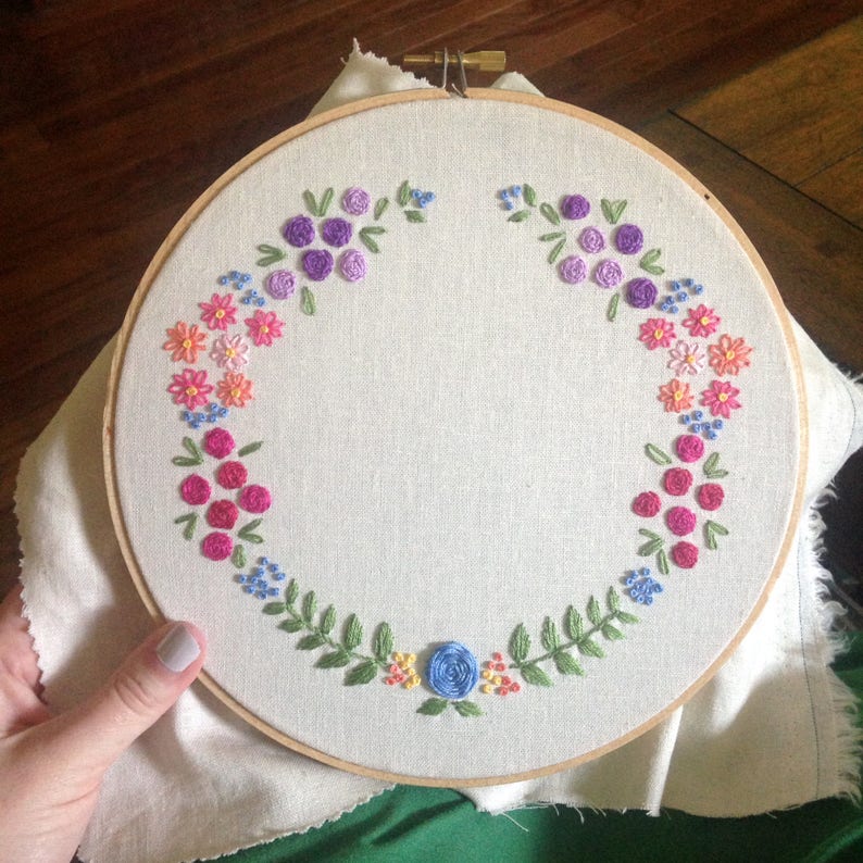 Floral Wreath Embroidery Pattern PDF | Etsy